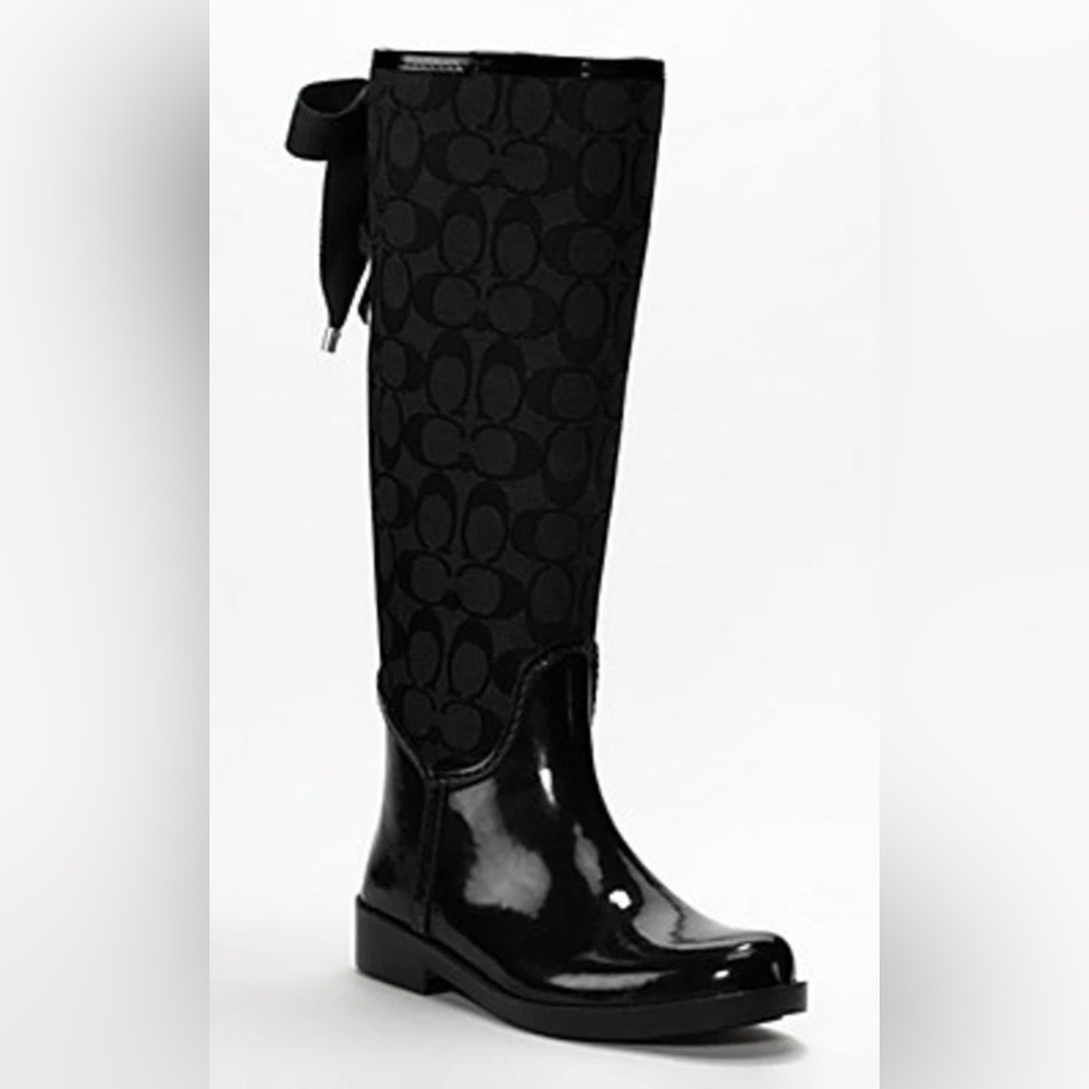 Coach Tristee logo Black Knee-High Boots size 9